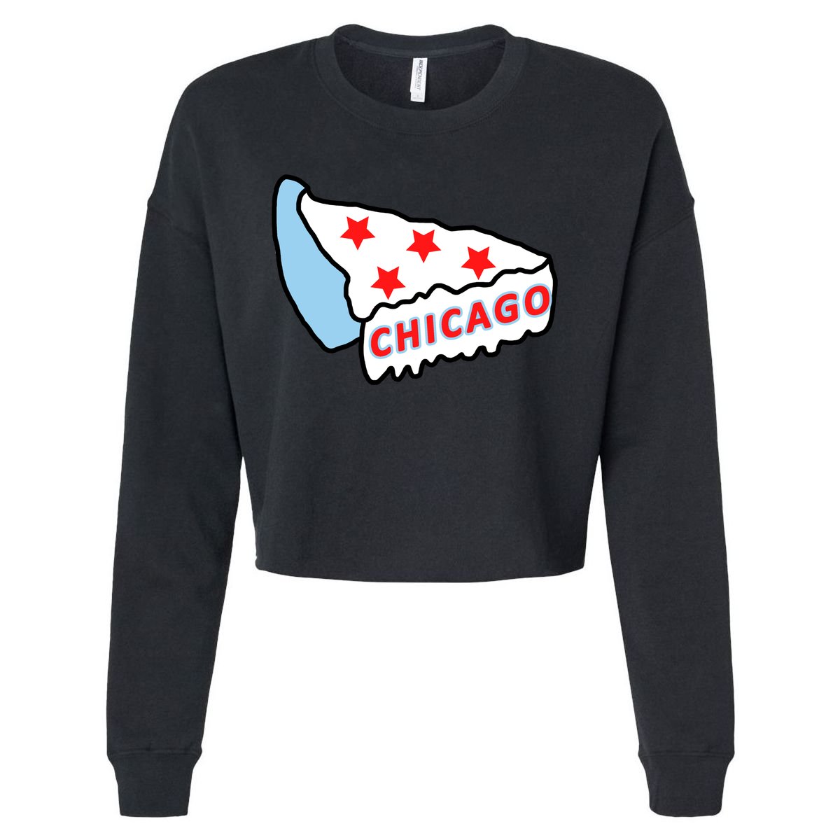 Deep Dish Chicago Pizza Flag Cropped Pullover Crew