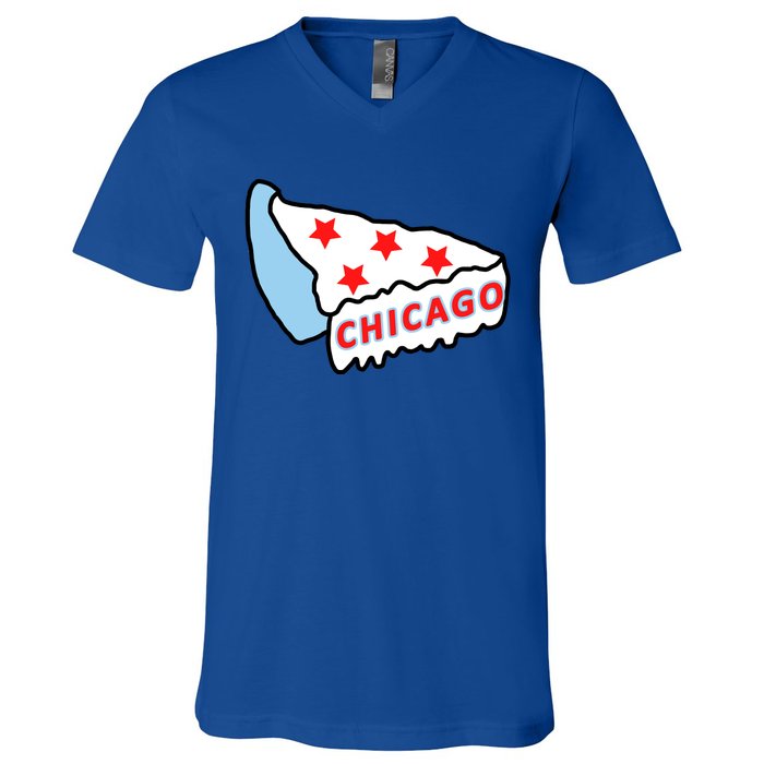 Deep Dish Chicago Pizza Flag V-Neck T-Shirt