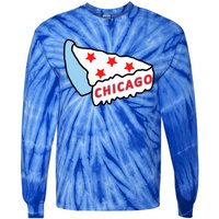 Deep Dish Chicago Pizza Flag Tie-Dye Long Sleeve Shirt