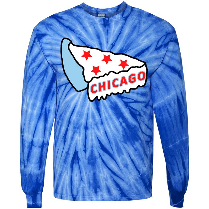 Deep Dish Chicago Pizza Flag Tie-Dye Long Sleeve Shirt