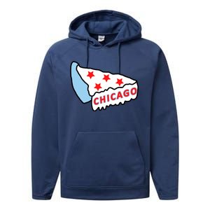 Deep Dish Chicago Pizza Flag Performance Fleece Hoodie