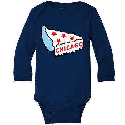 Deep Dish Chicago Pizza Flag Baby Long Sleeve Bodysuit