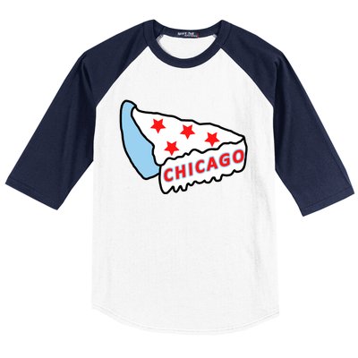 Deep Dish Chicago Pizza Flag Baseball Sleeve Shirt