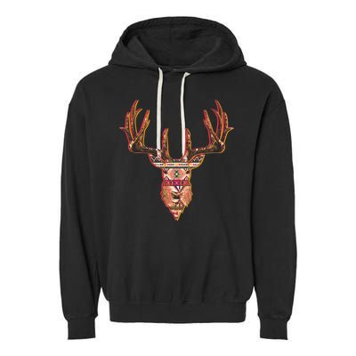 Deer Antlers Wilderness Pattern Garment-Dyed Fleece Hoodie