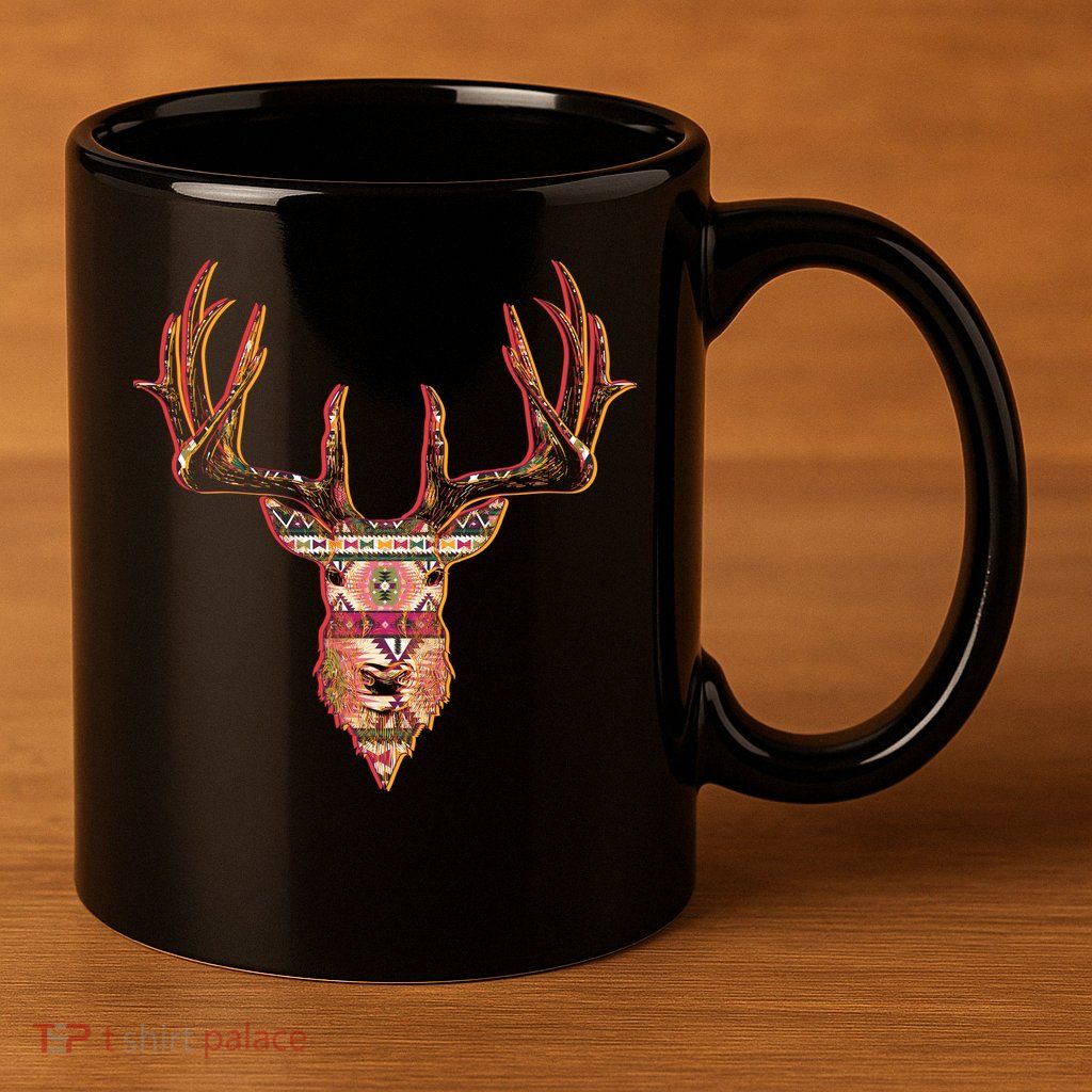 Deer Antlers Wilderness Pattern 11oz C Handle Ceramic Mug