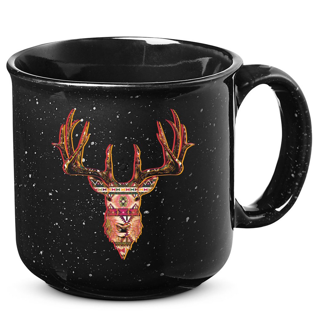 Deer Antlers Wilderness Pattern 15oz Campfire Ceramic Mug