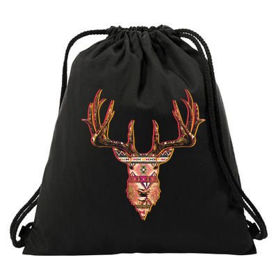 Deer Antlers Wilderness Pattern Drawstring Bag