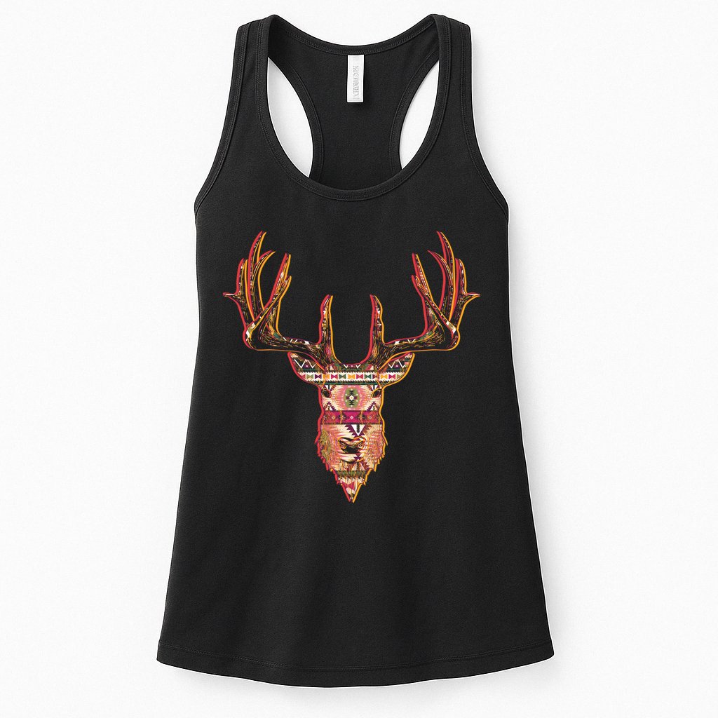 Deer Antlers Wilderness Pattern Womens Tank Top