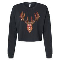 Deer Antlers Wilderness Pattern Cropped Pullover Crew