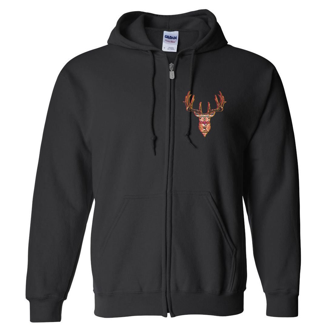 Deer Antlers Wilderness Pattern Full Zip Hoodie
