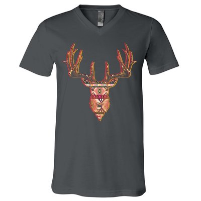 Deer Antlers Wilderness Pattern V-Neck T-Shirt