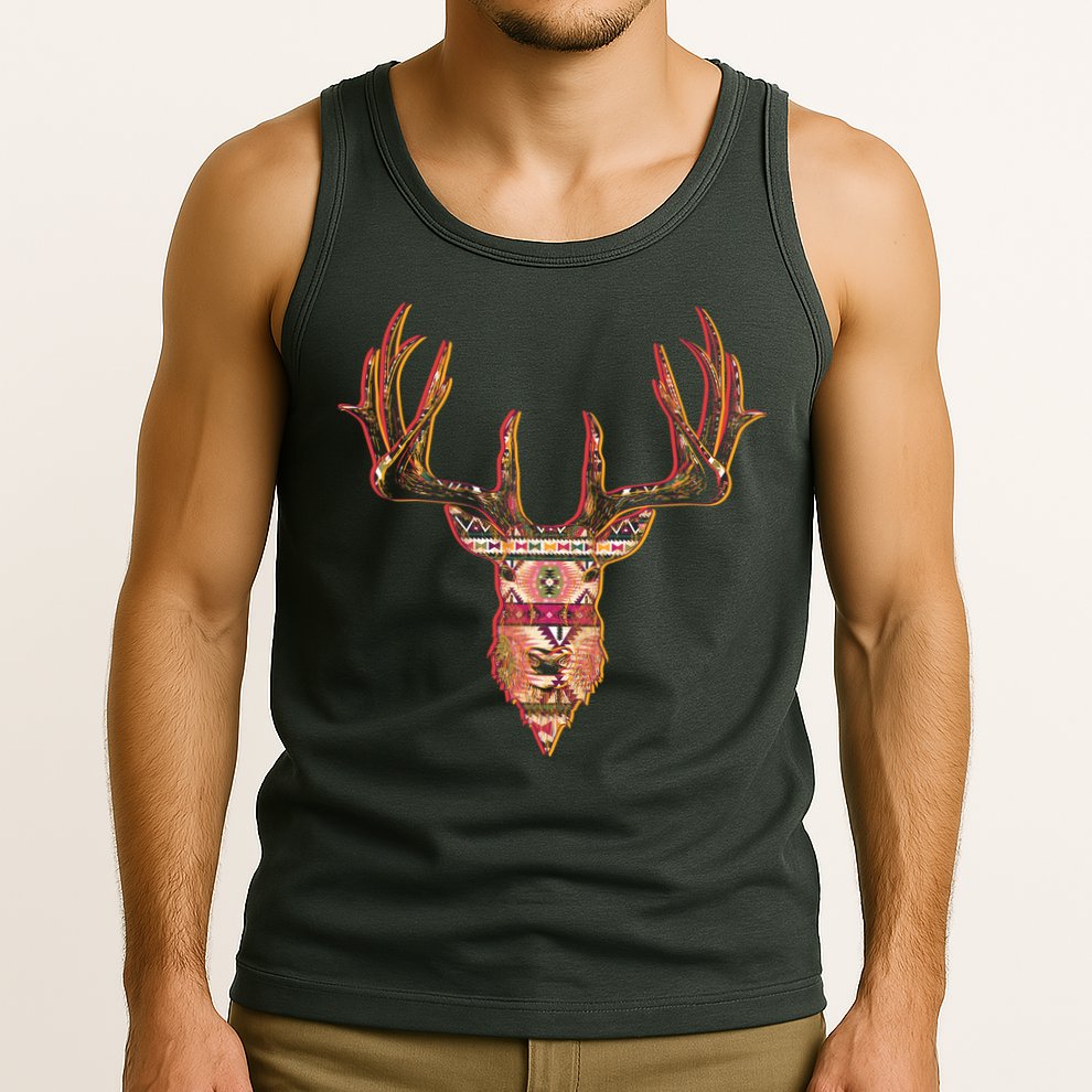 Deer Antlers Wilderness Pattern Tank Top