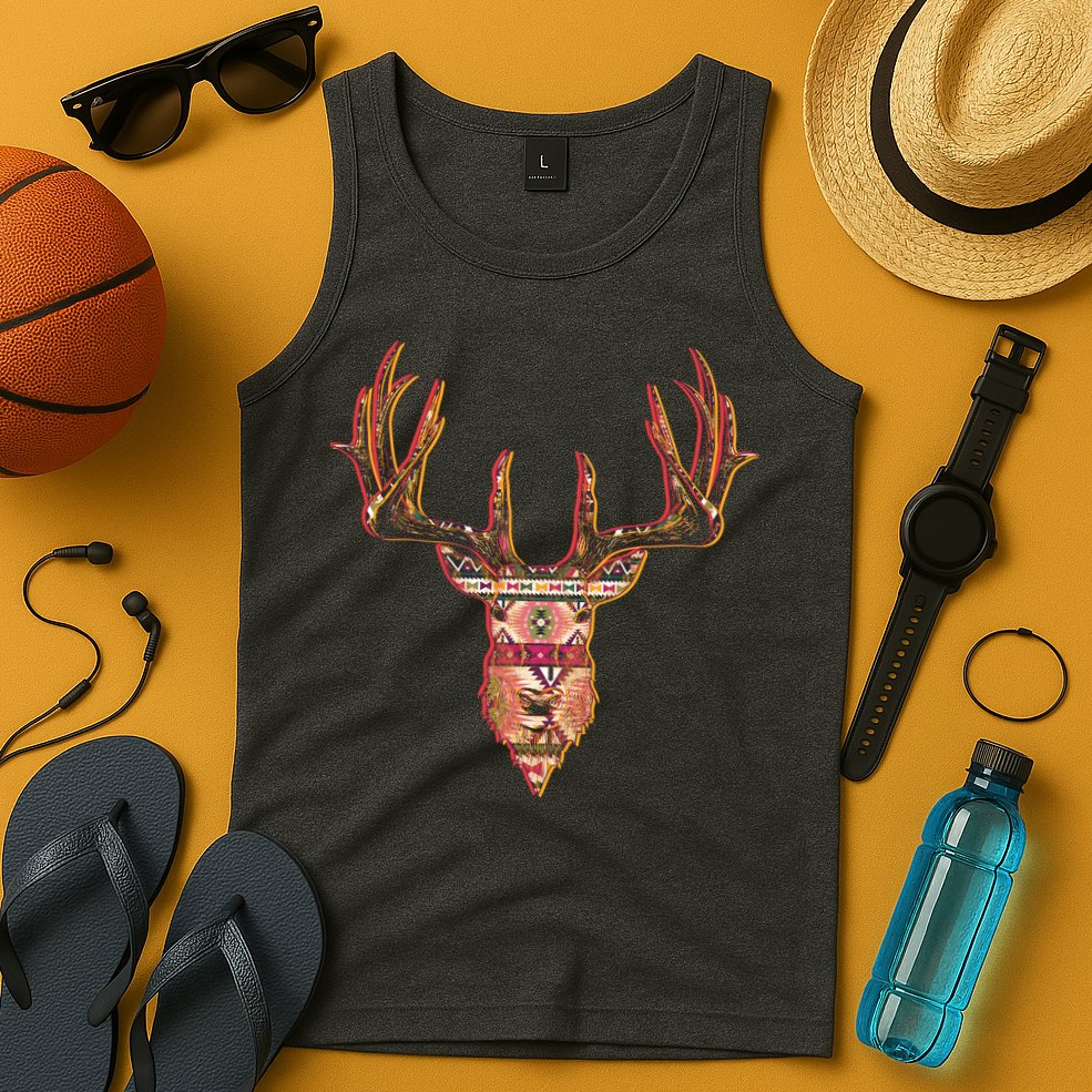 Deer Antlers Wilderness Pattern Tank Top