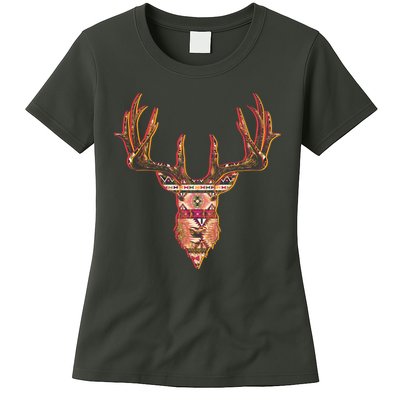 Deer Antlers Wilderness Pattern Womens T-Shirt