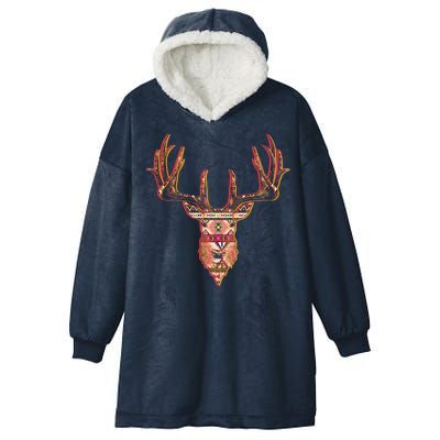 Deer Antlers Wilderness Pattern Hooded Wearable Blanket