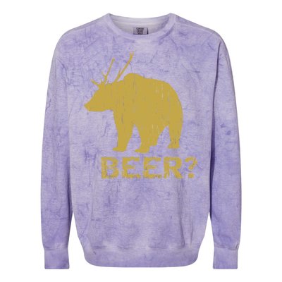 Deer Bear Beer Moose Elk Hunting Funny Colorblast Crewneck Sweatshirt