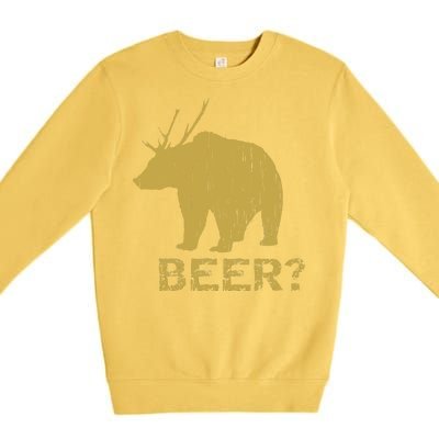 Deer Bear Beer Moose Elk Hunting Funny Premium Crewneck Sweatshirt