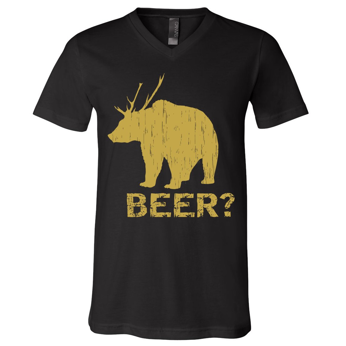 Deer Bear Beer Moose Elk Hunting Funny V-Neck T-Shirt