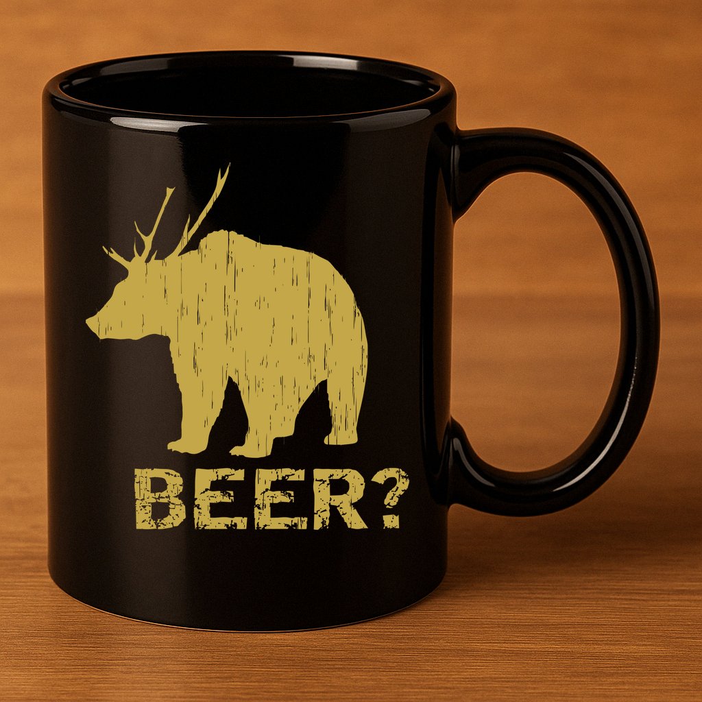 Deer Bear Beer Moose Elk Hunting Funny 11oz C Handle Ceramic Mug