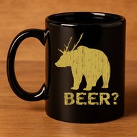 Deer Bear Beer Moose Elk Hunting Funny 11oz C Handle Ceramic Mug