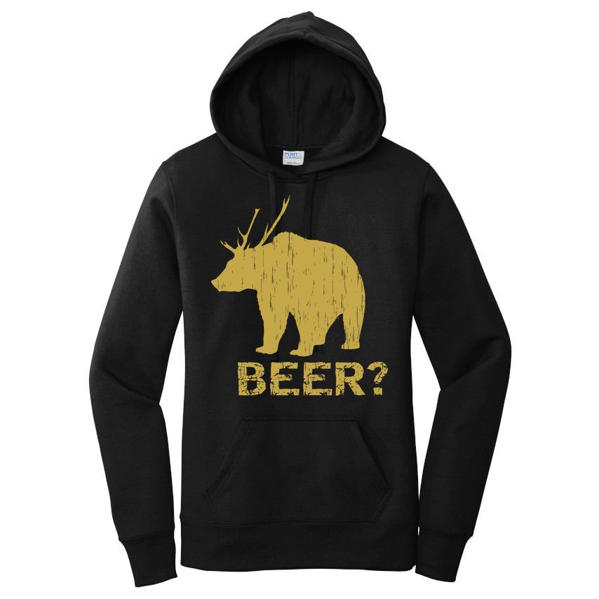 Deer Bear Beer Moose Elk Hunting Funny Women's Pullover Hoodie