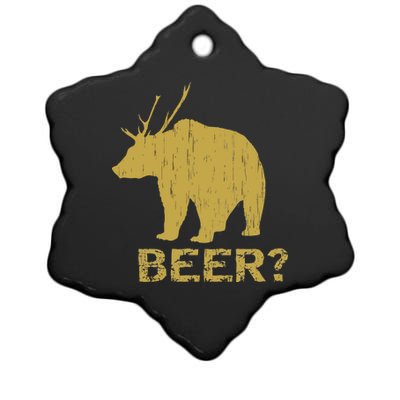 Deer Bear Beer Moose Elk Hunting Funny Ceramic Star Ornament