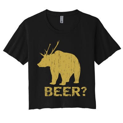 Deer Bear Beer Moose Elk Hunting Funny Crop Top