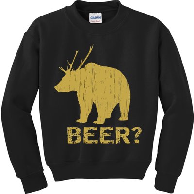 Deer Bear Beer Moose Elk Hunting Funny Kids Sweatshirt