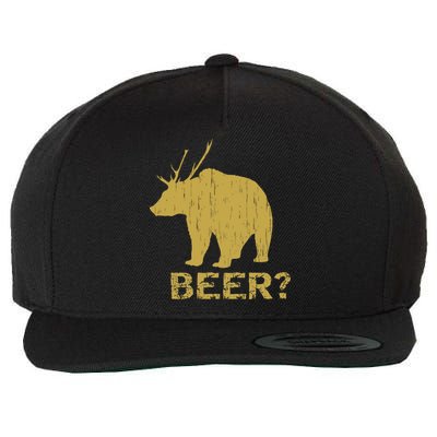 Deer Bear Beer Moose Elk Hunting Funny Wool Snapback Cap