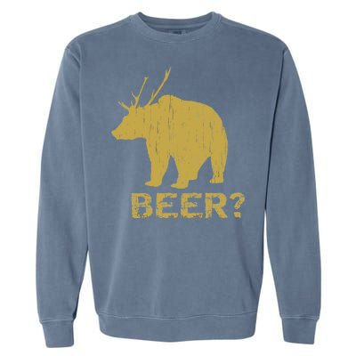 Deer Bear Beer Moose Elk Hunting Funny Garment-Dyed Sweatshirt