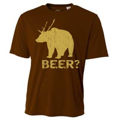 Deer Bear Beer Moose Elk Hunting Funny Cooling Performance Crew T-Shirt