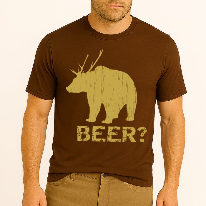 Deer Bear Beer Moose Elk Hunting Funny Cooling Performance Crew T-Shirt