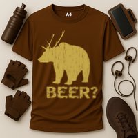 Deer Bear Beer Moose Elk Hunting Funny Cooling Performance Crew T-Shirt