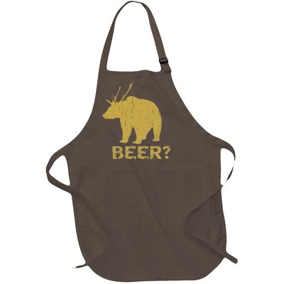 Deer Bear Beer Moose Elk Hunting Funny Full-Length Apron With Pockets