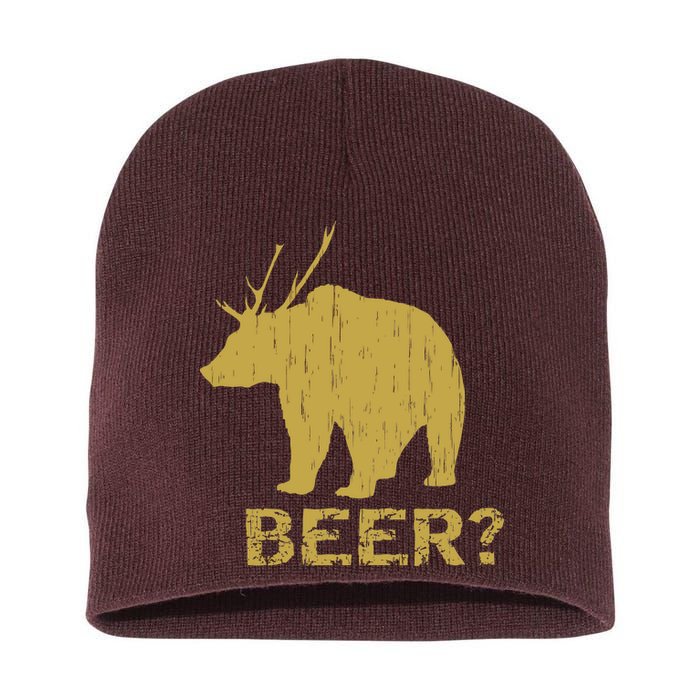 Deer Bear Beer Moose Elk Hunting Funny Short Acrylic Beanie