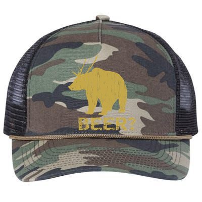 Deer Bear Beer Moose Elk Hunting Funny Retro Rope Trucker Hat Cap