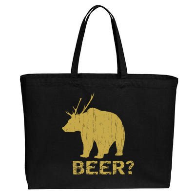 Deer Bear Beer Moose Elk Hunting Funny Cotton Canvas Jumbo Tote