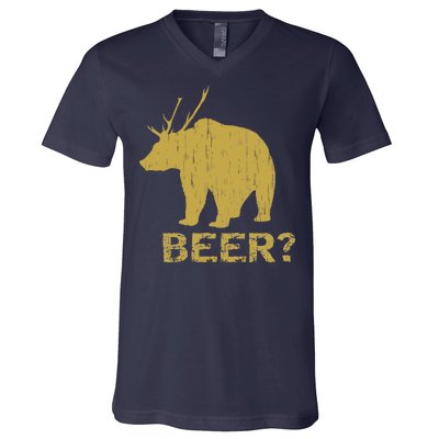 Deer Bear Beer Moose Elk Hunting Funny V-Neck T-Shirt