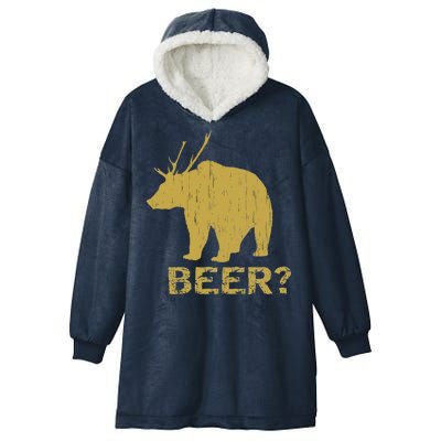 Deer Bear Beer Moose Elk Hunting Funny Hooded Wearable Blanket