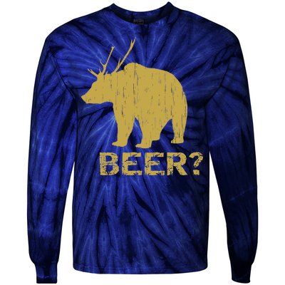 Deer Bear Beer Moose Elk Hunting Funny Tie-Dye Long Sleeve Shirt