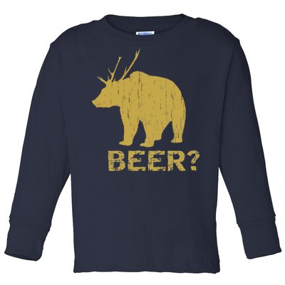 Deer Bear Beer Moose Elk Hunting Funny Toddler Long Sleeve Shirt