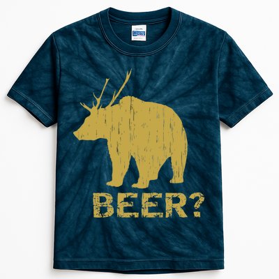 Deer Bear Beer Moose Elk Hunting Funny Kids Tie-Dye T-Shirt