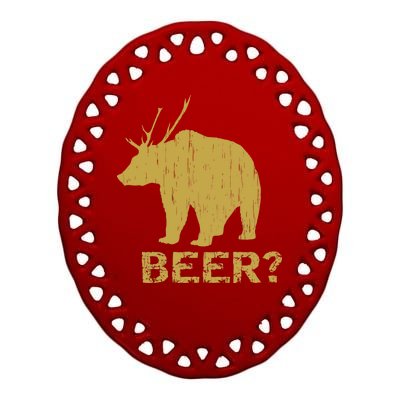 Deer Bear Beer Moose Elk Hunting Funny Ceramic Oval Ornament