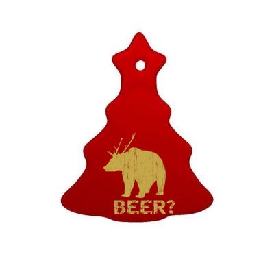 Deer Bear Beer Moose Elk Hunting Funny Ceramic Tree Ornament