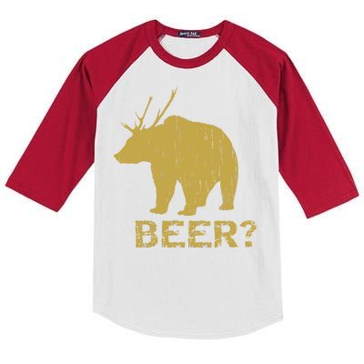 Deer Bear Beer Moose Elk Hunting Funny Kids Colorblock Raglan Jersey