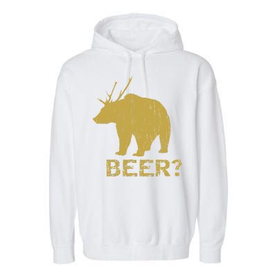 Deer Bear Beer Moose Elk Hunting Funny Garment-Dyed Fleece Hoodie