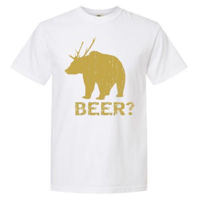 Deer Bear Beer Moose Elk Hunting Funny Garment-Dyed Heavyweight T-Shirt