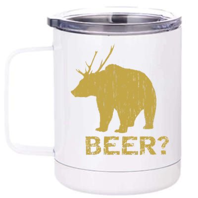 Deer Bear Beer Moose Elk Hunting Funny 12 oz Stainless Steel Tumbler Cup