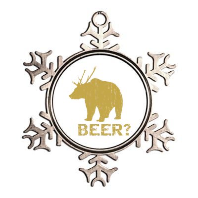 Deer Bear Beer Moose Elk Hunting Funny Metallic Star Ornament