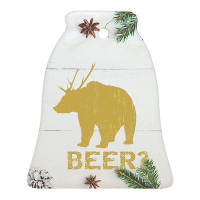 Deer Bear Beer Moose Elk Hunting Funny Ceramic Bell Ornament